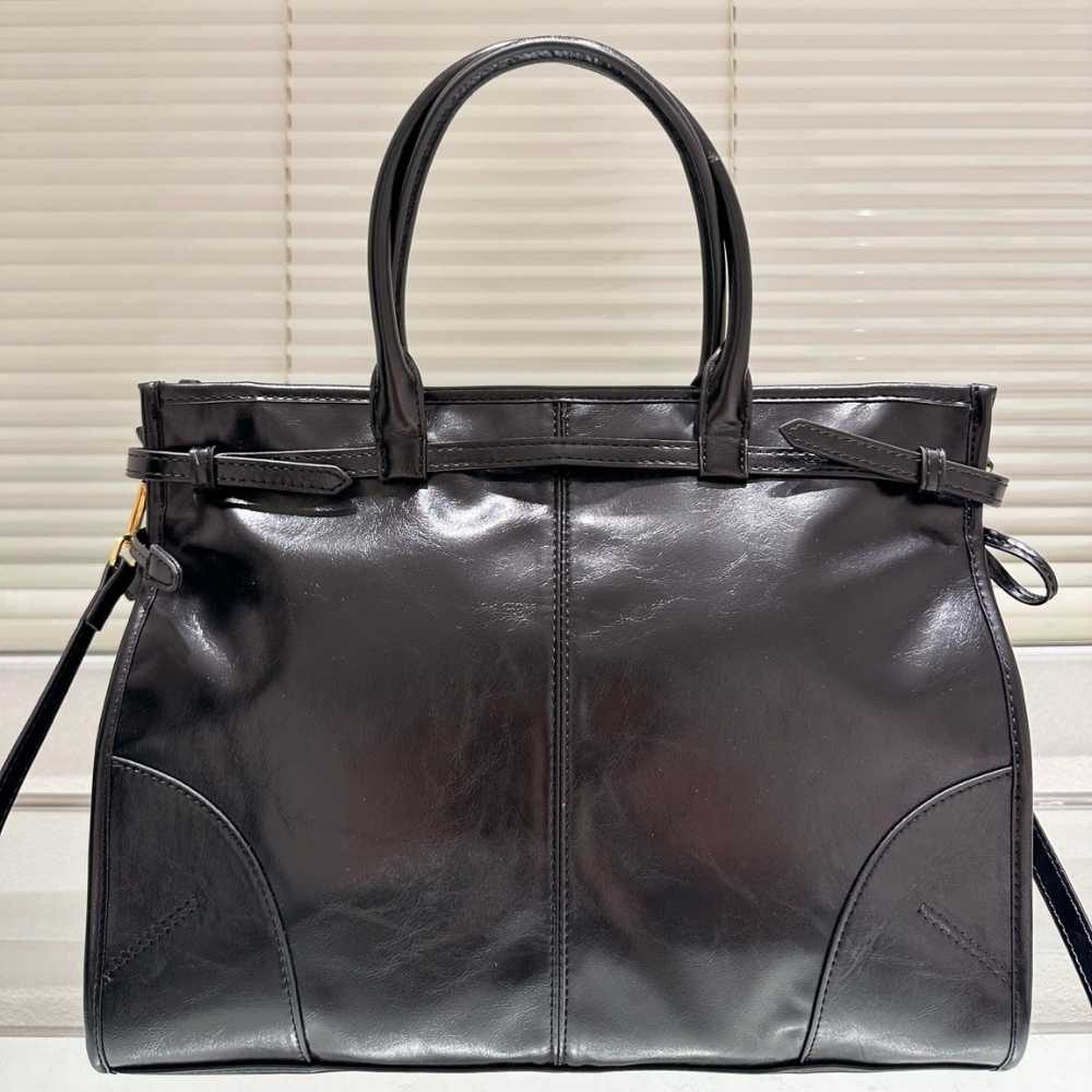 Prada Bonnie Extra Large Leather Handbag Black 38Cm 1BA439 2CYR F0002 V OOO - Image 4