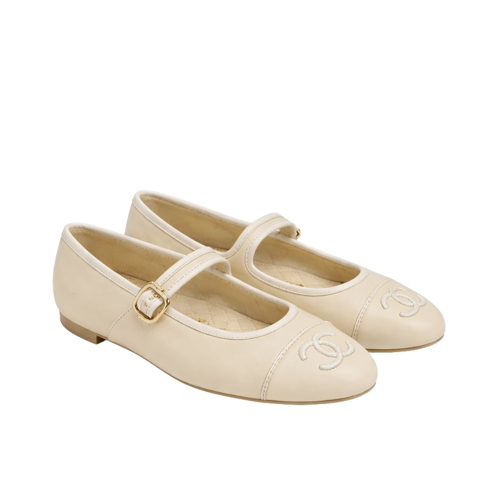 Chanel Mary Jane Ballet Flat Cream