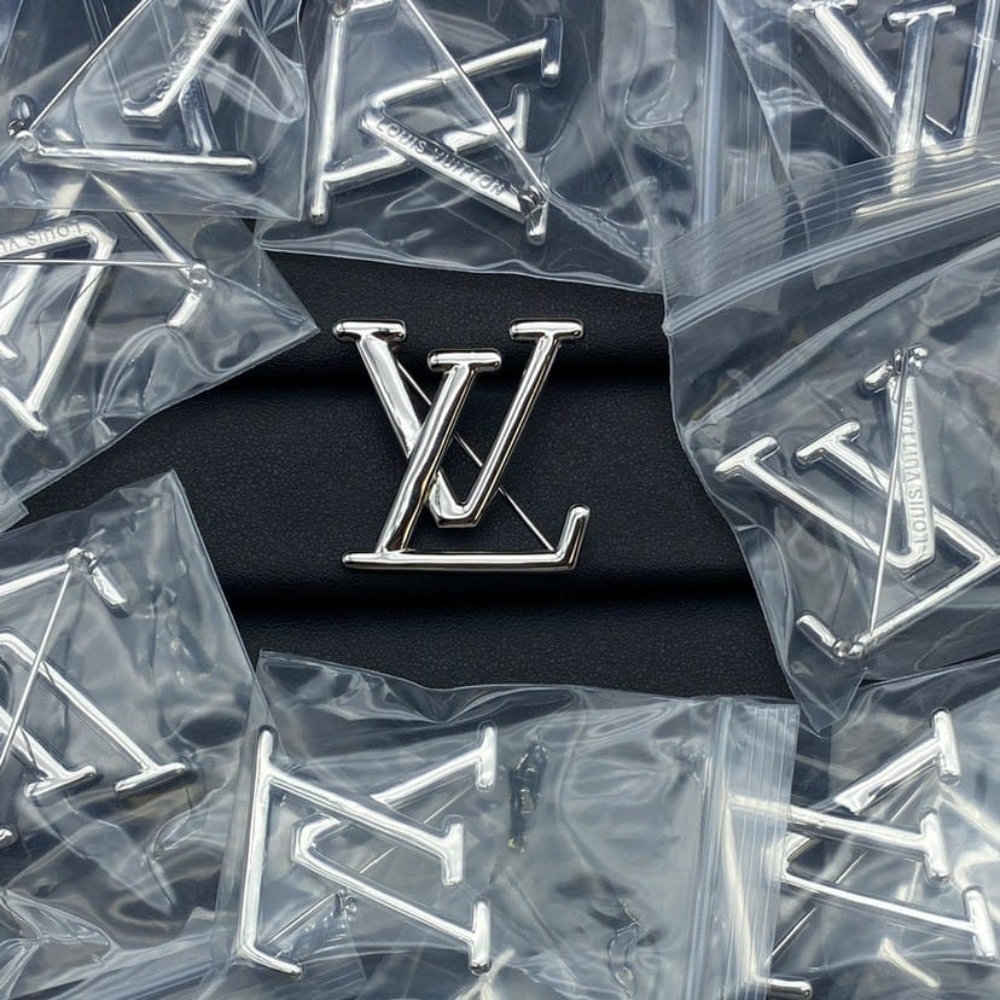 Alternative view of Louis Vuitton LV Logo Brooch Silver
