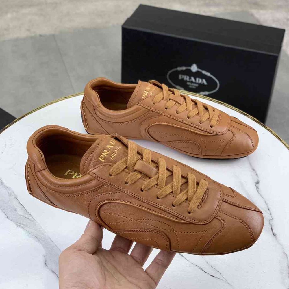 Alternative view of Prada Montecarlo Re Edition 2005 Antiqued Nappa Leather Sneakers Caramel 4E1165 EFX F098L F G000