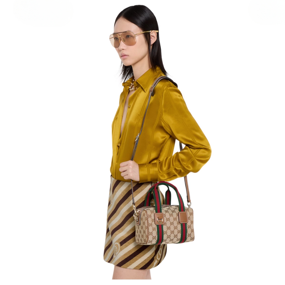 Gucci Mini GG Handbag Beige And Brown GG Canvas 20Cm 859975 FAFWX 9870 - Image 5