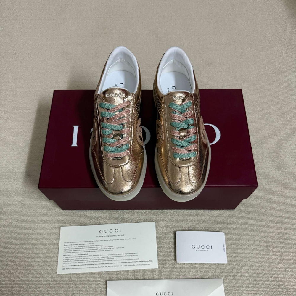Gucci Women G75 Sneaker Bronze Textured Leather 857910 AAFL8 7643 - Image 3