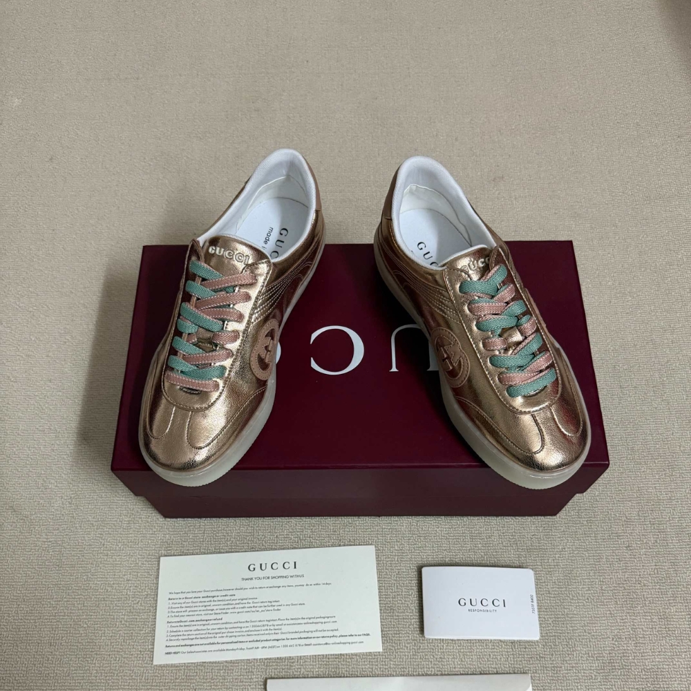Gucci Women G75 Sneaker Bronze Textured Leather 857910 AAFL8 7643 - Image 4