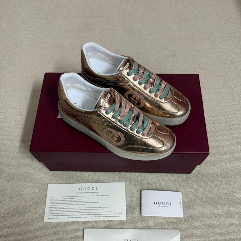 Gucci Women G75 Sneaker Bronze Textured Leather 857910 AAFL8 7643 - Image 5