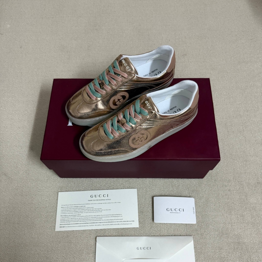 Gucci Women G75 Sneaker Bronze Textured Leather 857910 AAFL8 7643 - Image 6