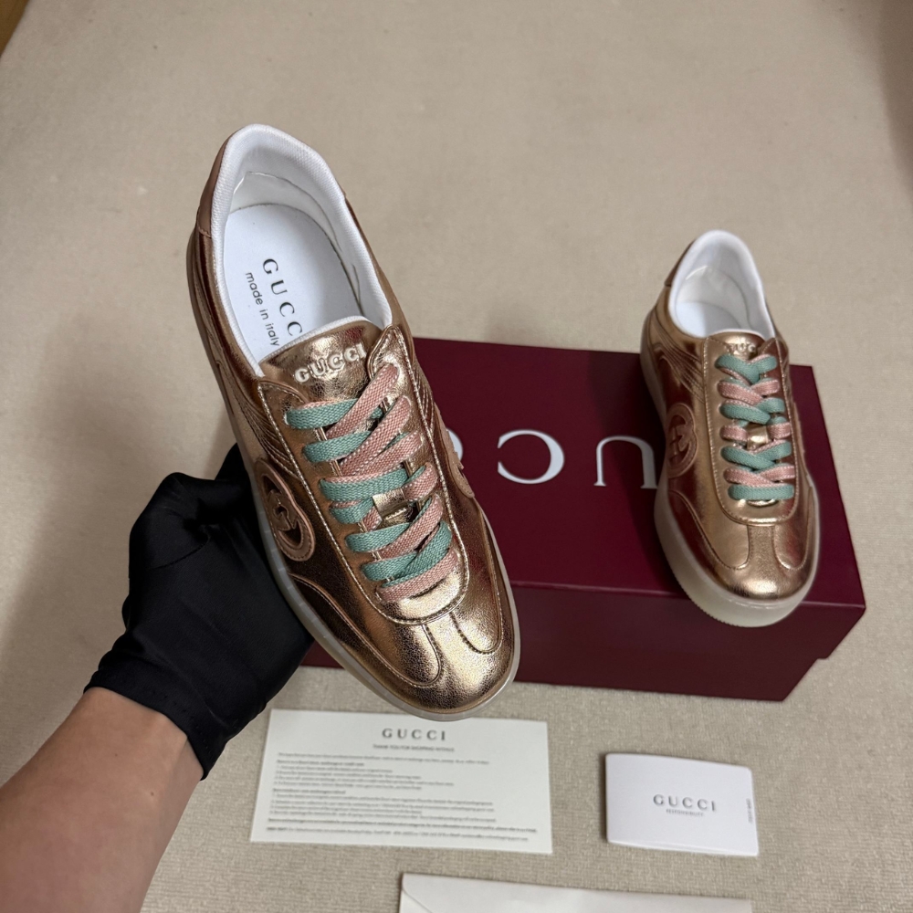 Gucci Women G75 Sneaker Bronze Textured Leather 857910 AAFL8 7643 - Image 7