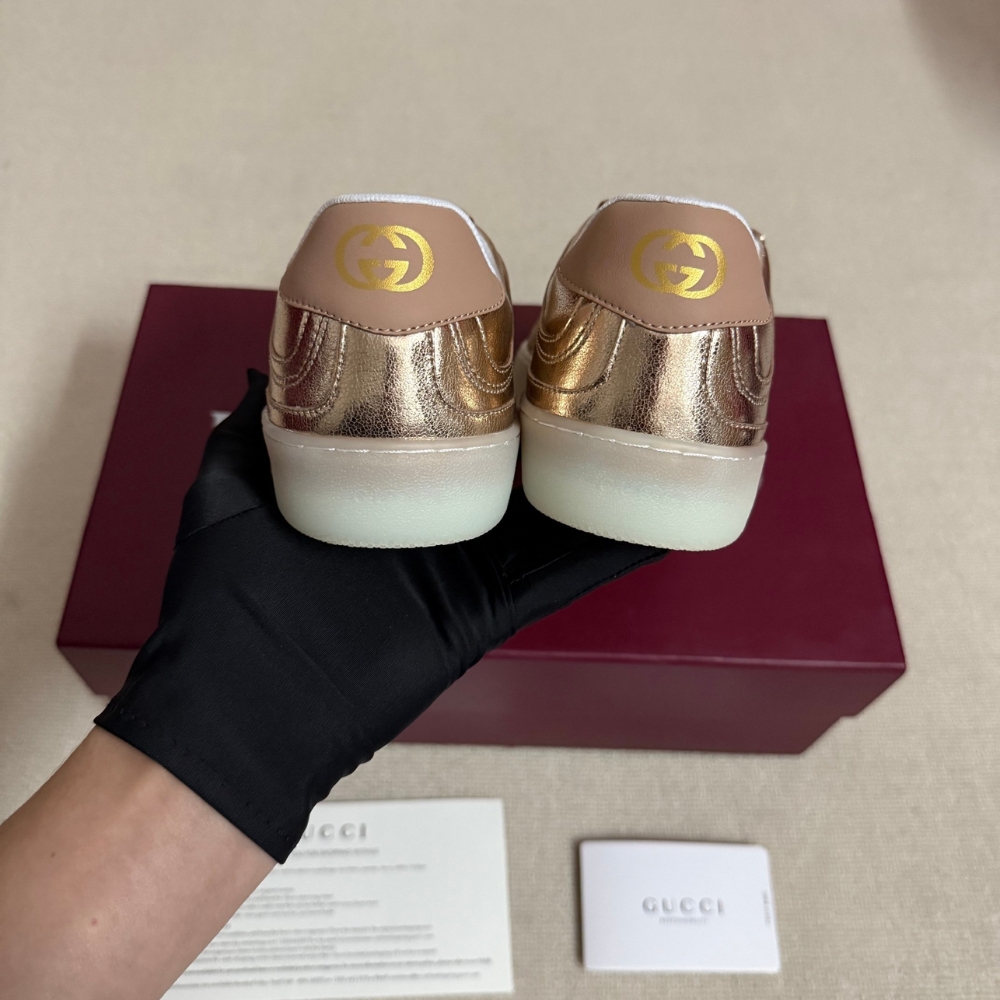 Gucci Women G75 Sneaker Bronze Textured Leather 857910 AAFL8 7643 - Image 8