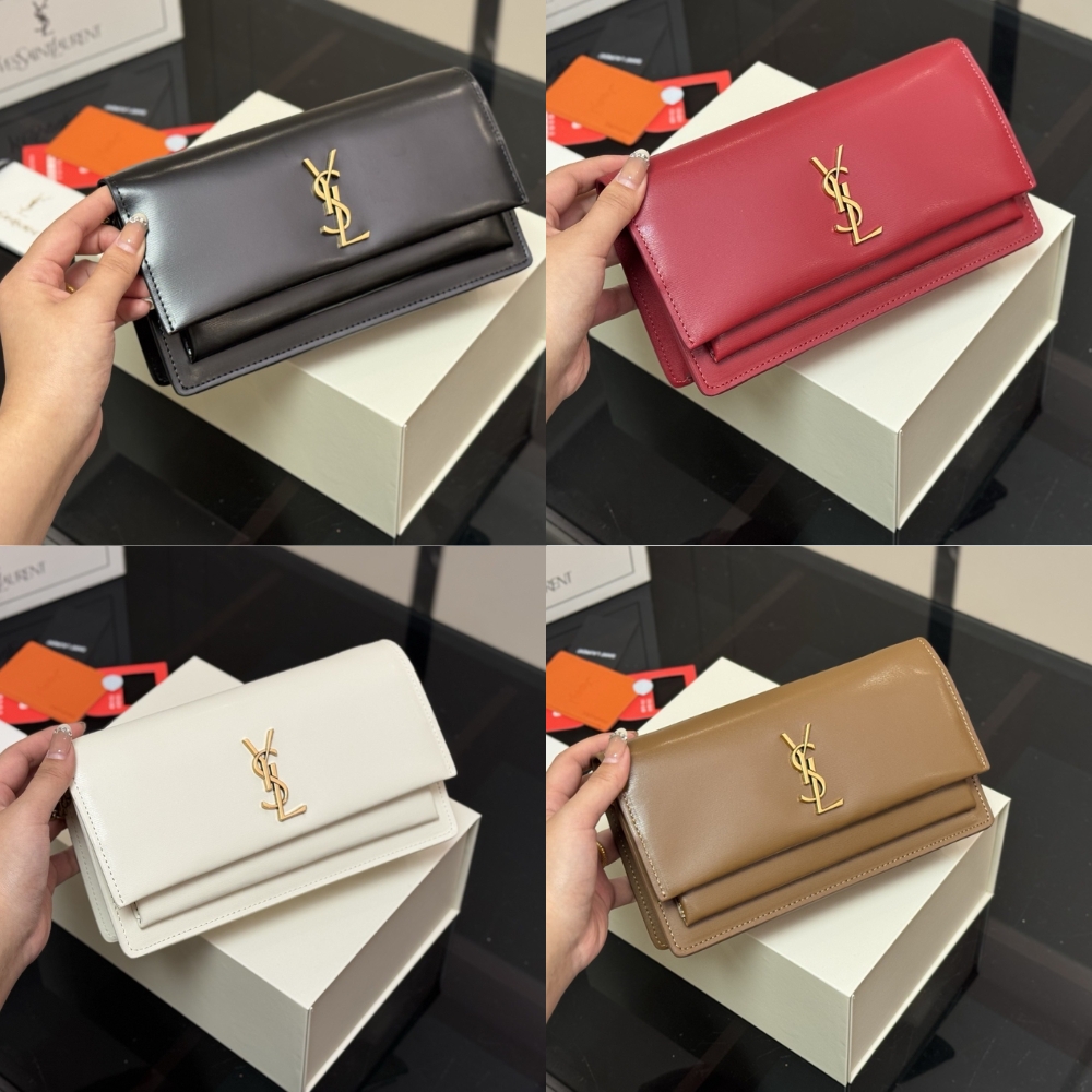 Saint Laurent Sunset Clutch Black Leather 22Cm 8109970SX0W 1000 - Image 10