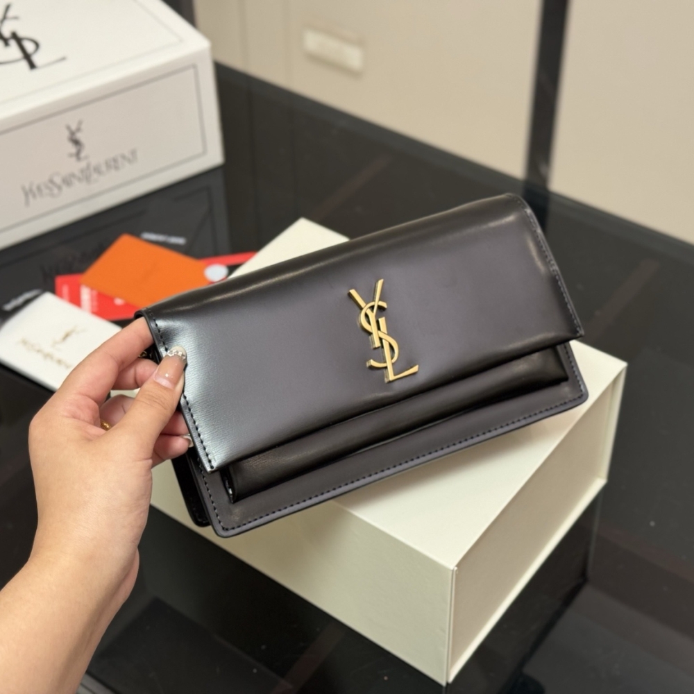 Alternative view of Saint Laurent Sunset Clutch Black Leather 22Cm 8109970SX0W 1000