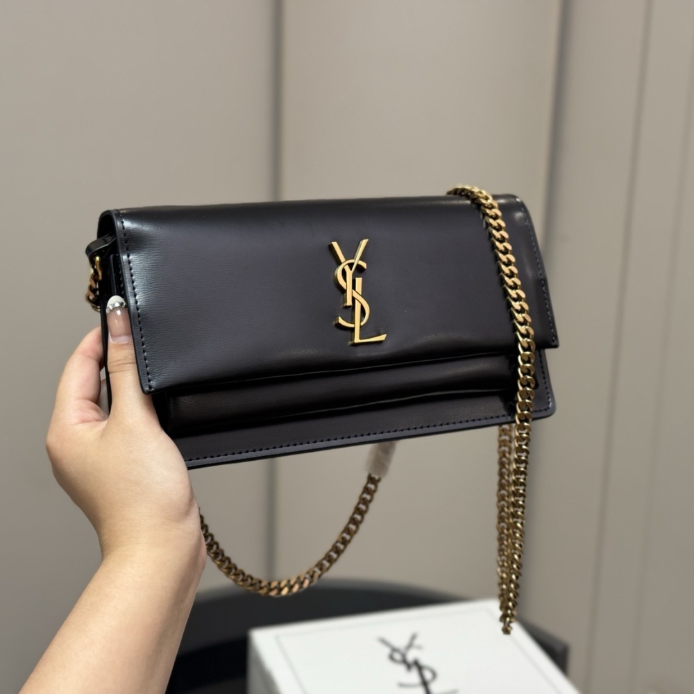 Saint Laurent Sunset Clutch Black Leather 22Cm 8109970SX0W 1000 - Image 3