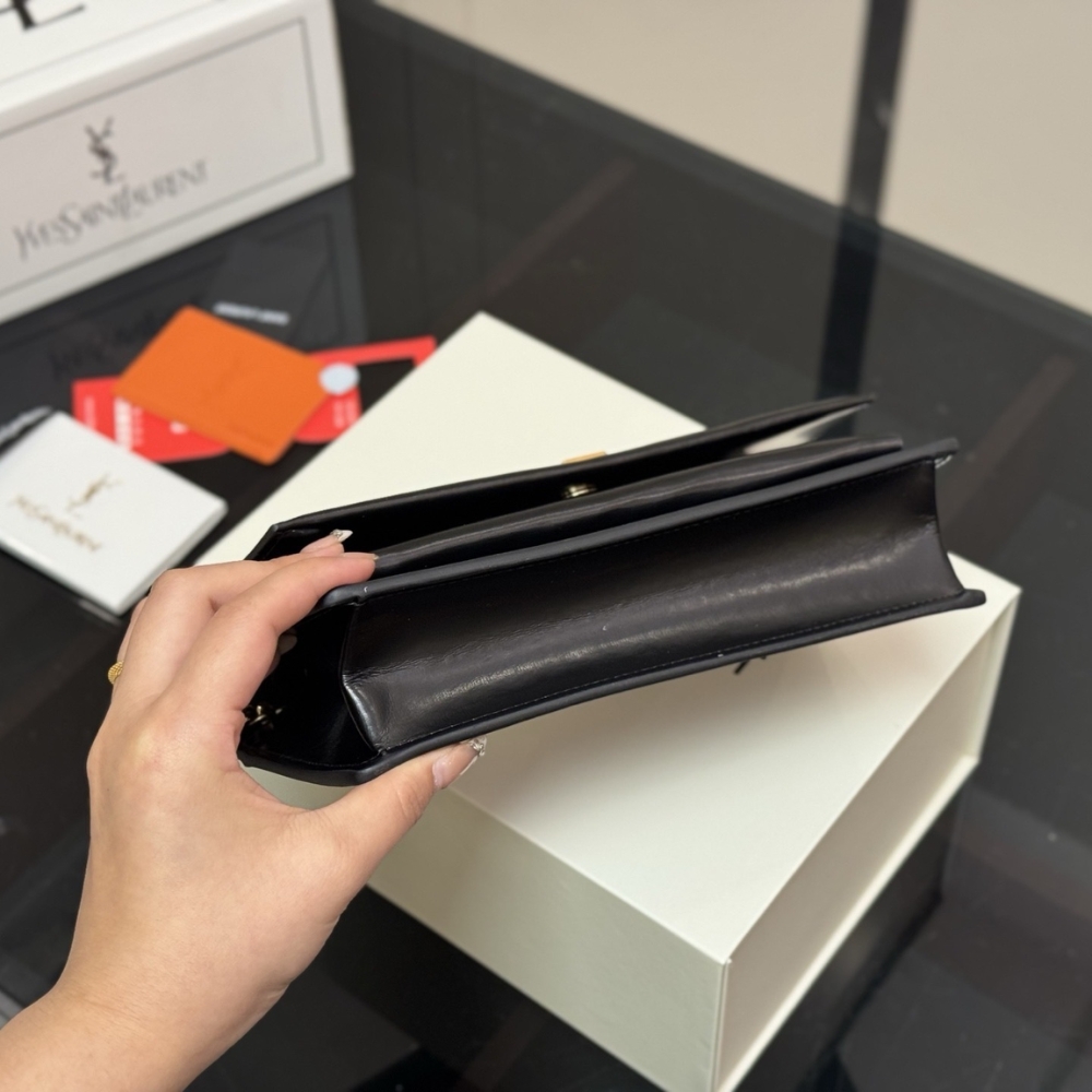 Saint Laurent Sunset Clutch Black Leather 22Cm 8109970SX0W 1000 - Image 7