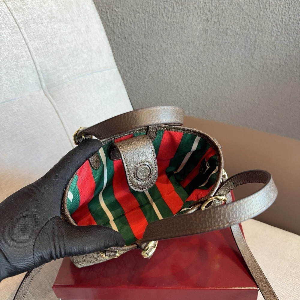 Gucci GG Emblem Mini Bag Beige and Dark Brown GG Fabric 20Cm 855491 FAEUC 9758 - Image 7