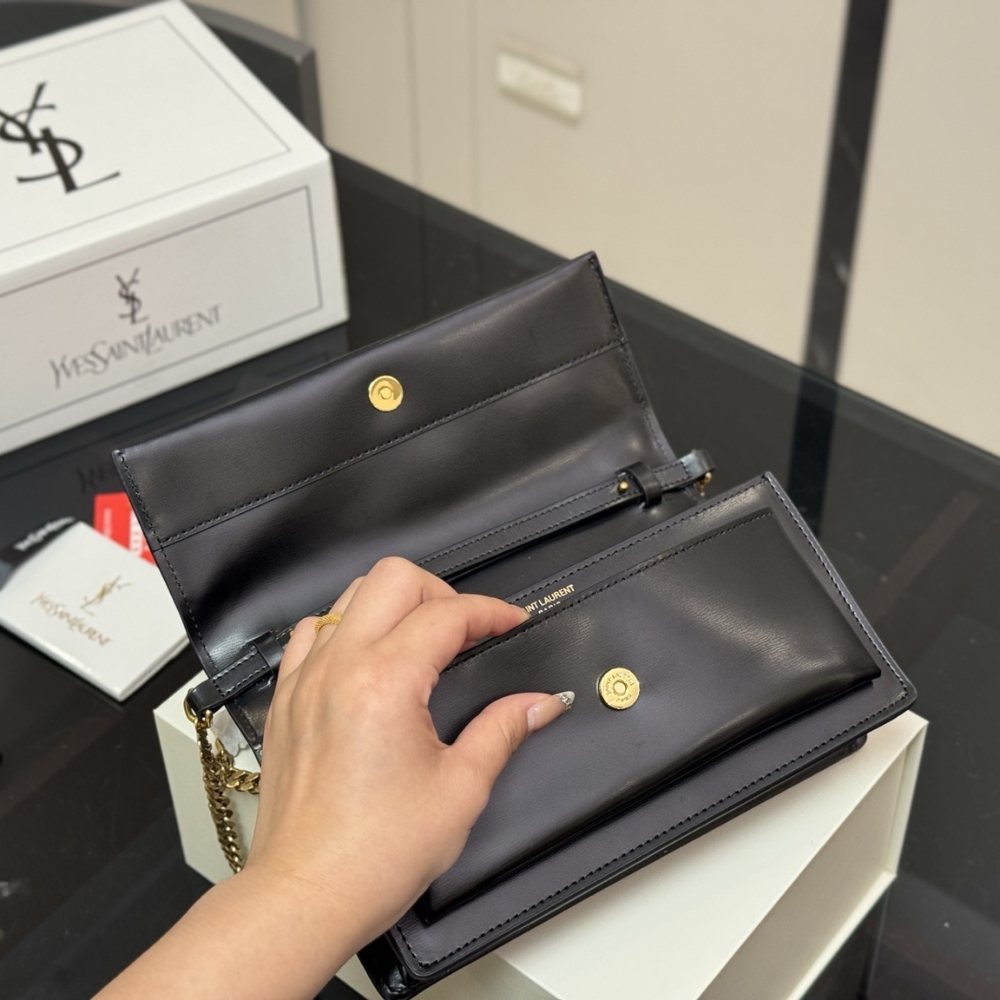 Saint Laurent Sunset Clutch Black Leather 22Cm 8109970SX0W 1000 - Image 8