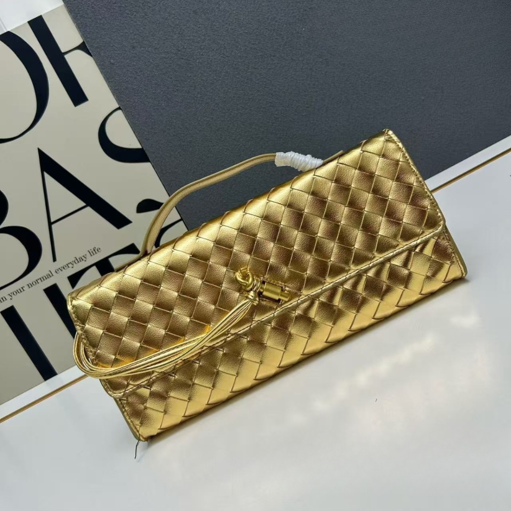 Alternative view of Bottega Veneta Long Clutch Andiamo With Handle Gold 31Cm 766014VCPP12809