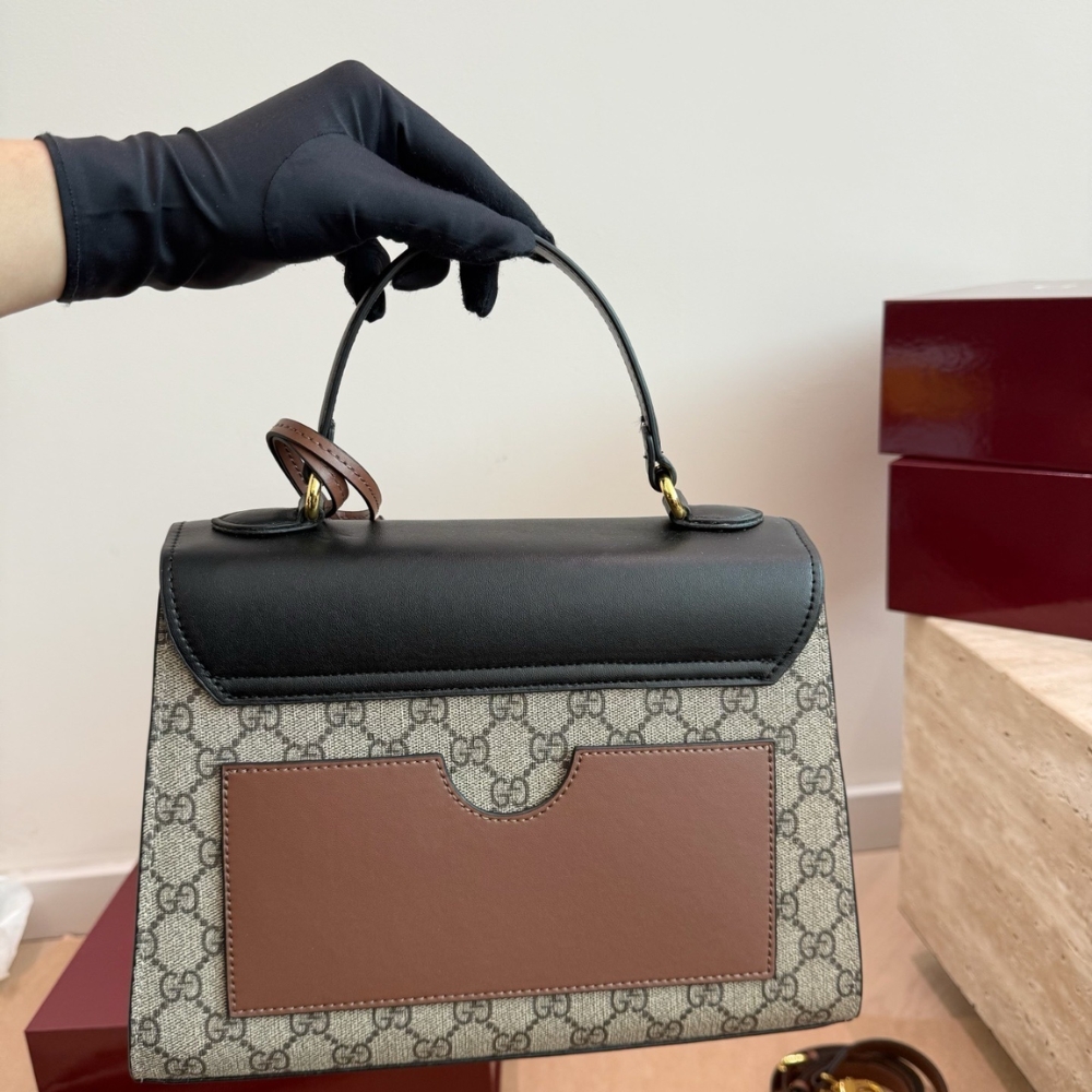 Gucci Padlock GG Supreme Top Handle Bag Black And Beige 28Cm 453188 KLQJG 9785 - Image 5