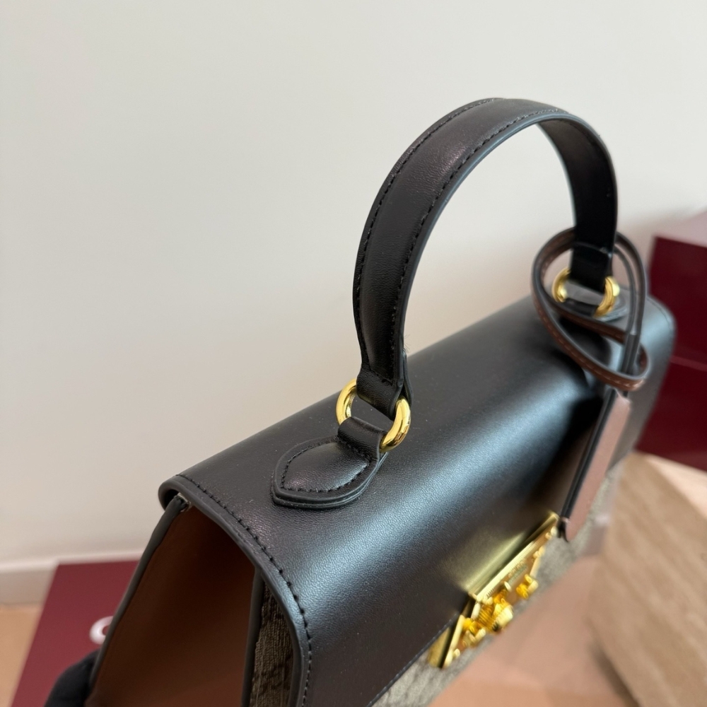 Gucci Padlock GG Supreme Top Handle Bag Black And Beige 28Cm 453188 KLQJG 9785 - Image 8