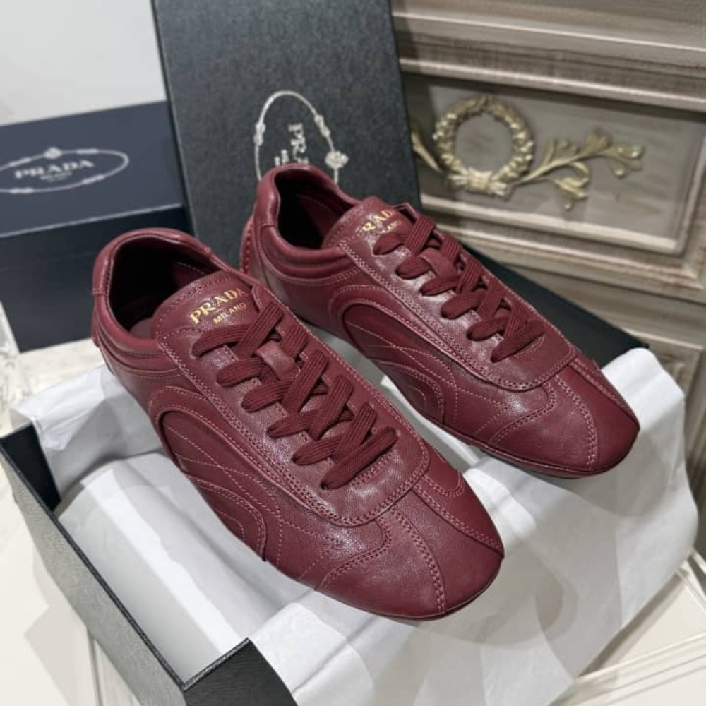 Alternative view of [Super Vip 1:1] Prada Montecarlo Re Edition 2005 Antiqued Nappa Leather Sneakers Burgundy 4E1165 EFX F0007 F G000