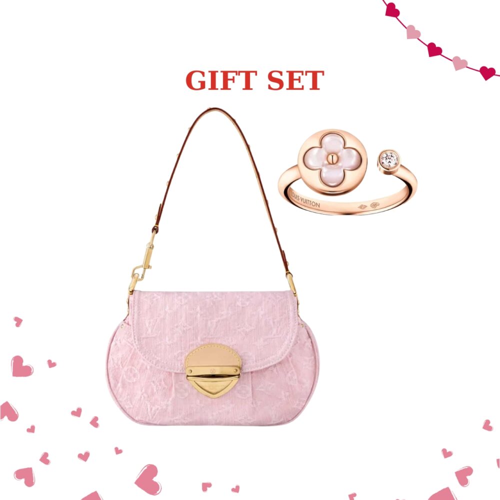 Gift Set: Louis Vuitton Sunset Washed Pink 27Cm And Color Blossom Mini Sun Ring Pink Gold