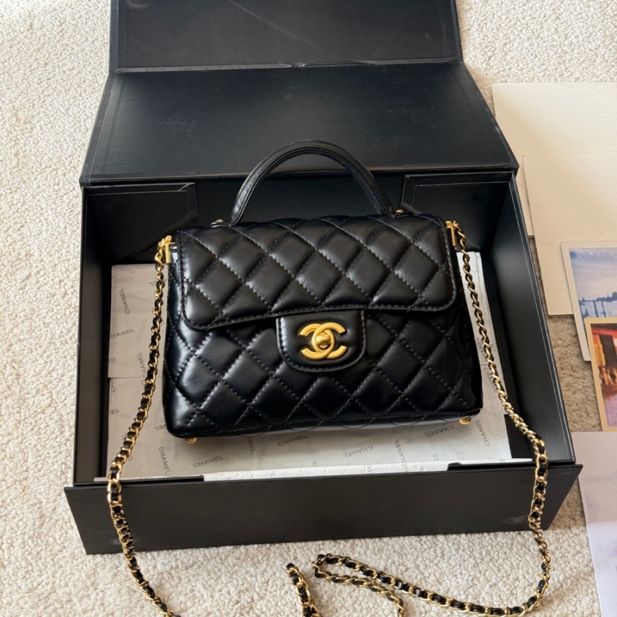 INVOICE FOR [SUPER VIP 1:1] Chanel Mini Flap Top Handle Bag And Gold Metal Black 20Cm AS5355 B19386 94305