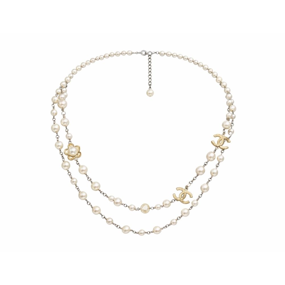 Chanel Double Strand Pearl Necklace