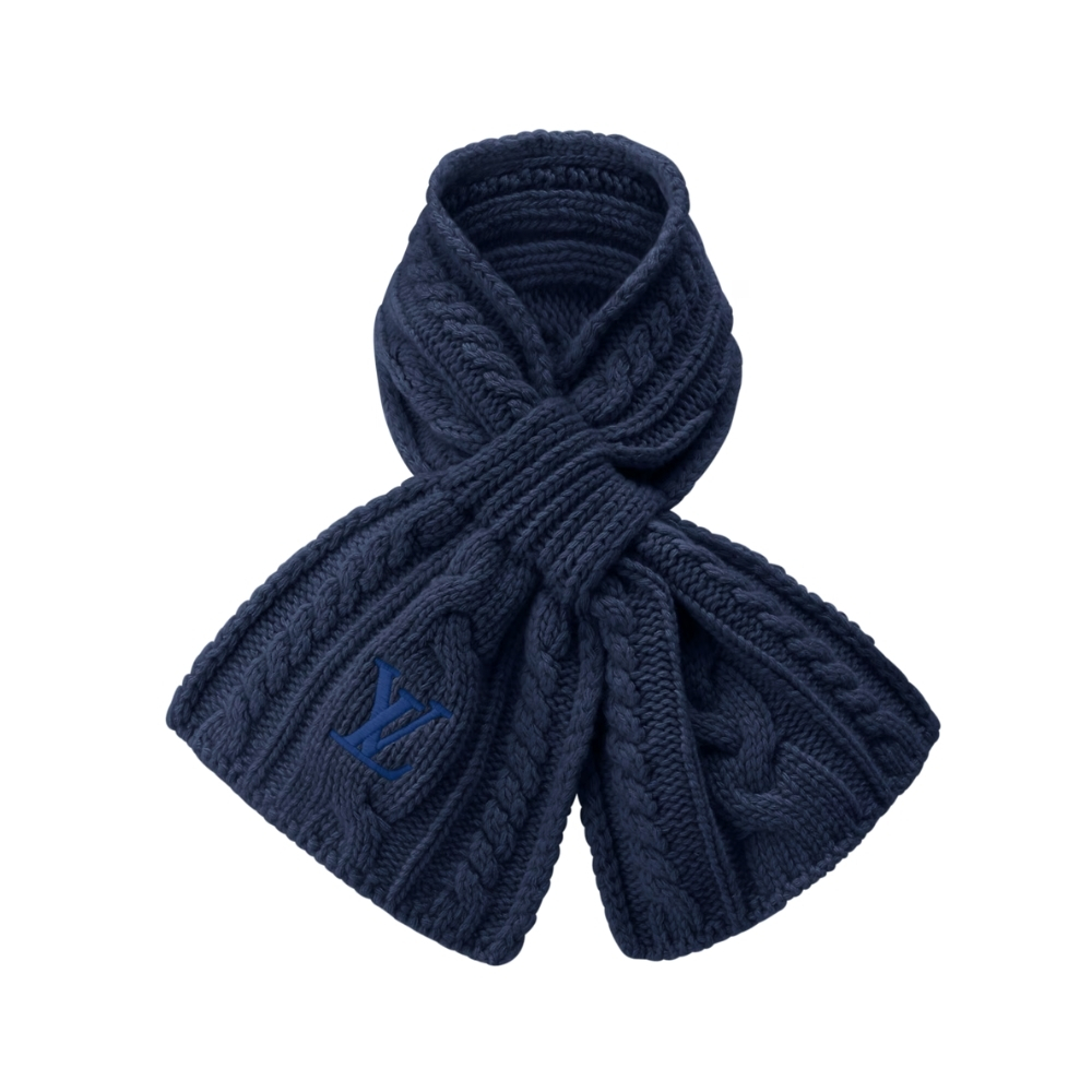 Louis Vuitton Only LV Mini Cable Scarf Navy Blue 150Cm M96755