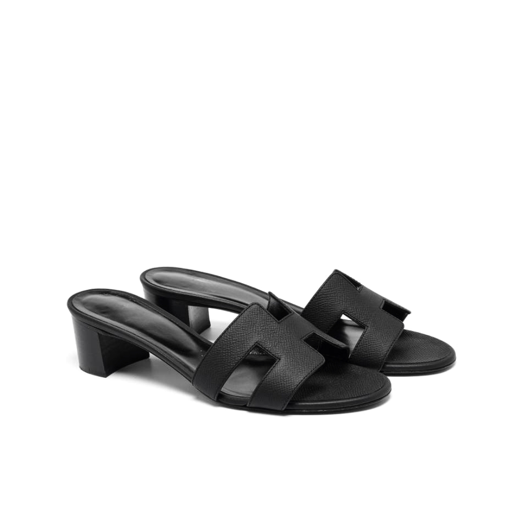 Hermes Oasis Sandals Black Leather