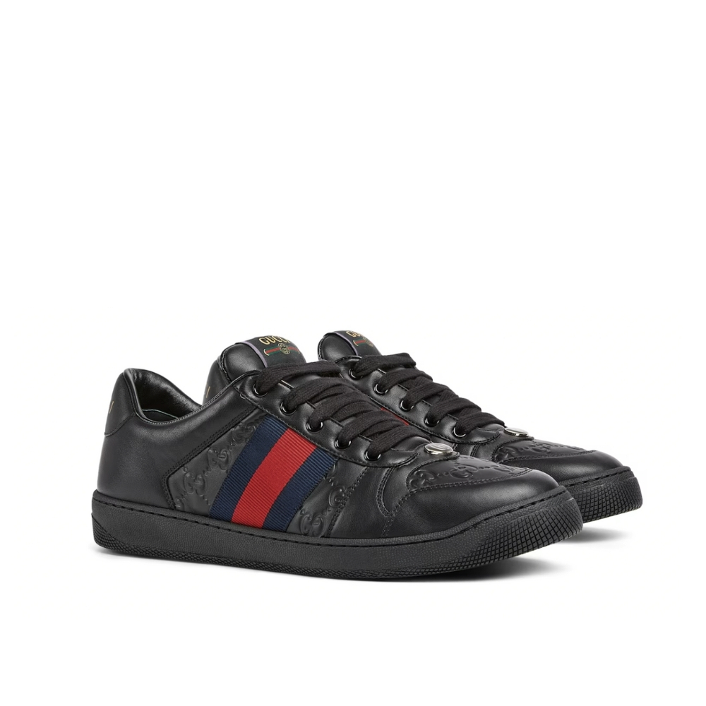 Gucci Men Screener Sneaker Black Leather 798785 AADU0 1074