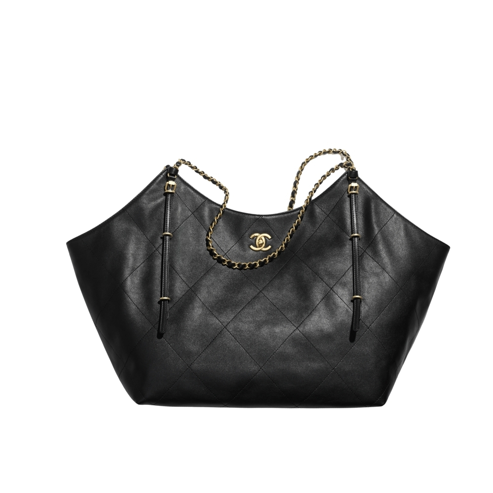 Chanel Shopping Bag And Gold Tone Metal Black 33Cm AS5463 B20565 94305