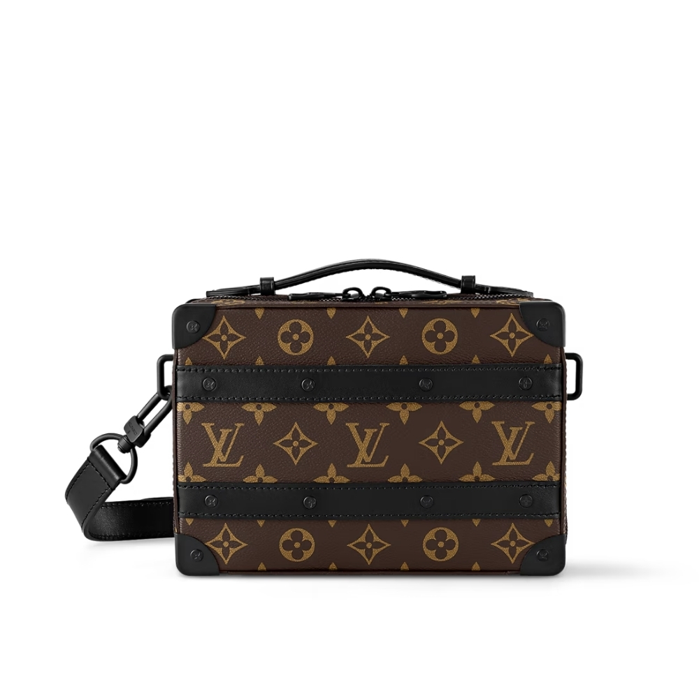 Louis Vuitton Handle Soft Trunk Macassar Monogram Black 21Cm M45935