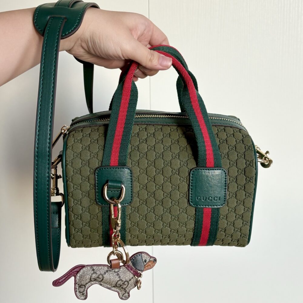 Alternative view of ‎Gucci Mini GG Handbag Green GG Suede 20Cm 859975 CAAB0 3057