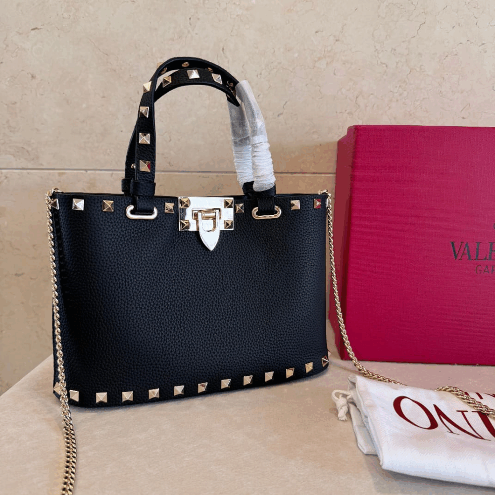 Alternative view of [Super Vip 1:1] Valentino Garavani Mini Rockstud Tote Bag Black 23Cm 7W2P0AT0VSH0NO