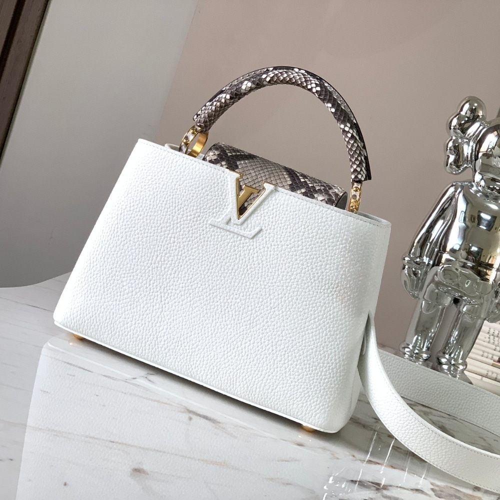 Alternative view of Louis Vuitton Capucines BB White And Python Trim 27cm