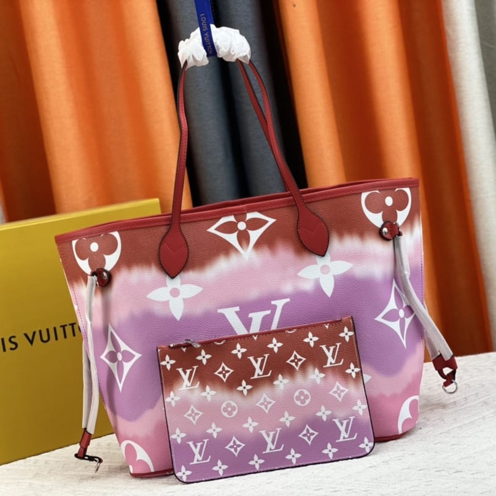 Alternative view of Louis Vuitton Neverfull MM Monogram Escale Pink Red Purple 31Cm