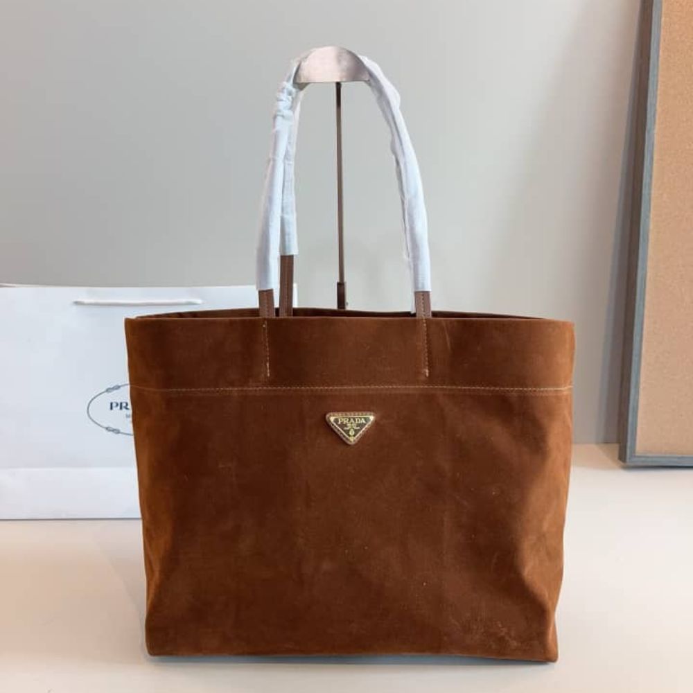 Alternative view of Prada Suede Tote Bag Cocoa Brown 37Cm