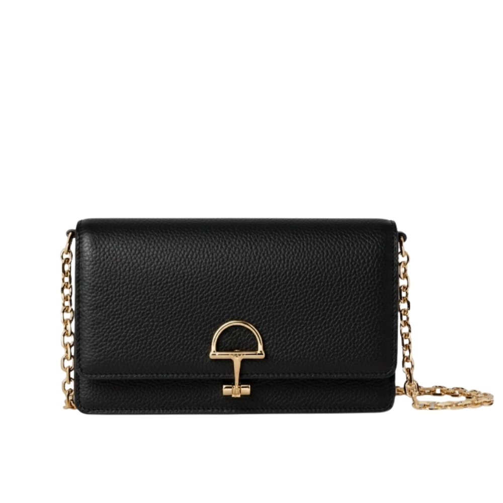 Gucci Half Horsebit Wallet On Chain Black 20Cm