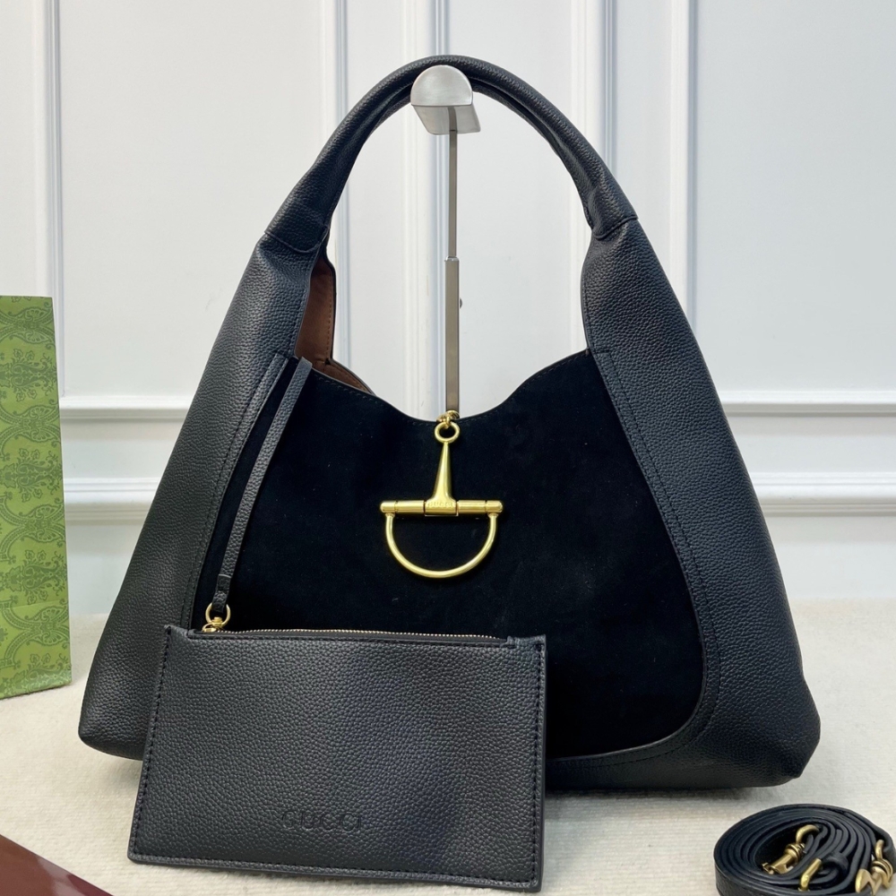 Alternative view of Gucci Softbit Maxi Suede Shoulder Bag Black 42Cm