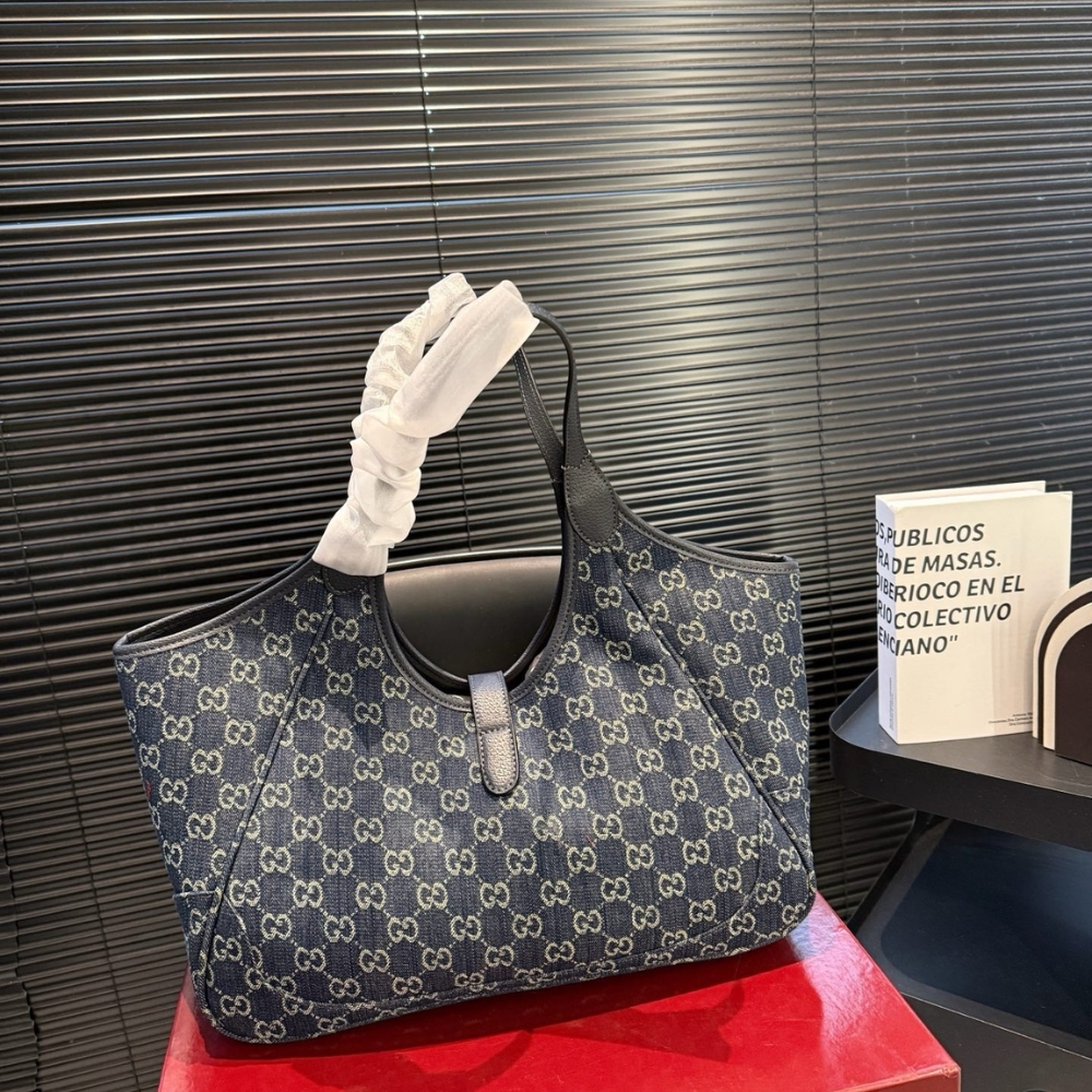 Gucci Mercato Medium Tote Bag Denim Navy Blue 36Cm - Image 3