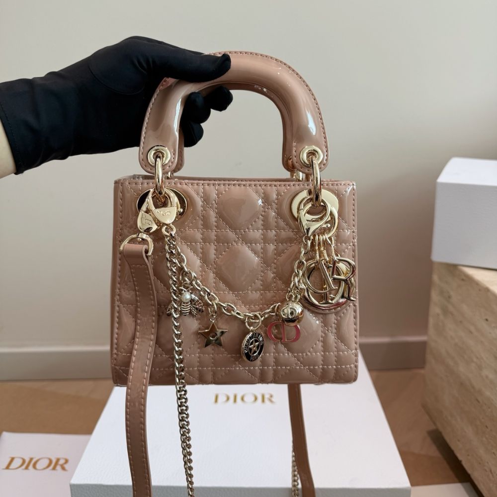 Alternative view of Dior Mini Lady Dior Bag Pink Gold Charm Edition 17Cm