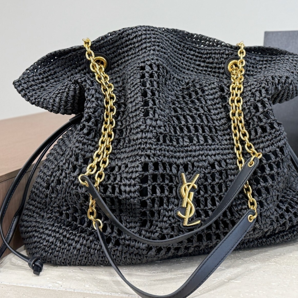 Alternative view of Saint Laurent Jamie Shopping In Raffia Black 36Cm