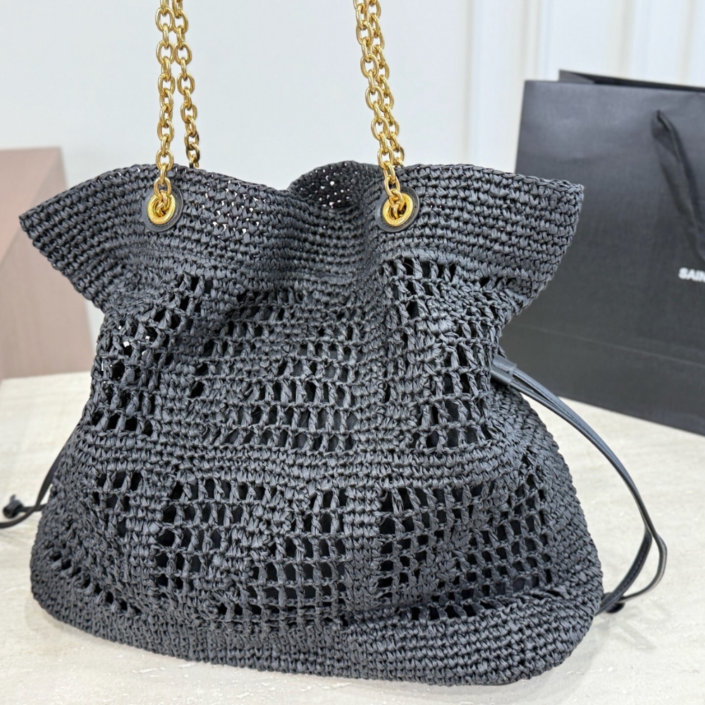Saint Laurent Jamie Shopping In Raffia Black 36Cm - Image 3