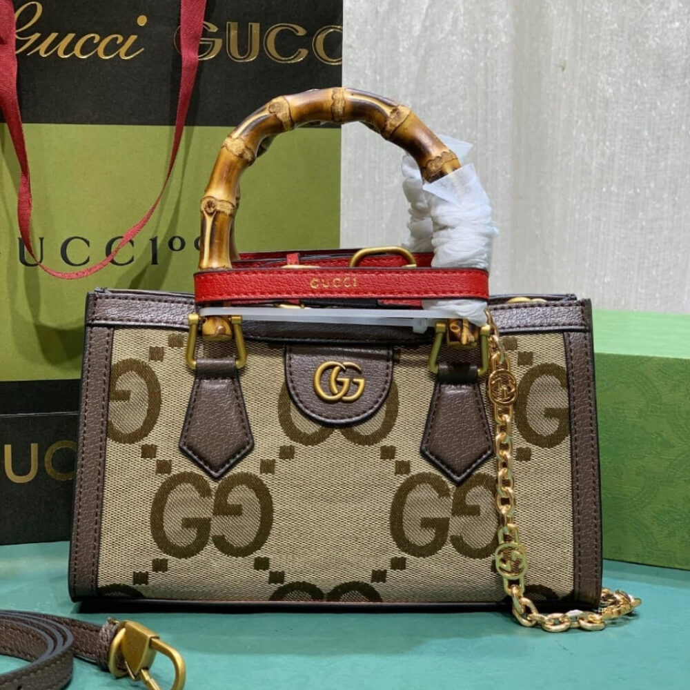 Alternative view of Gucci Diana Small Shoulder Bag Jumbo GG Camel Ebony 25cm