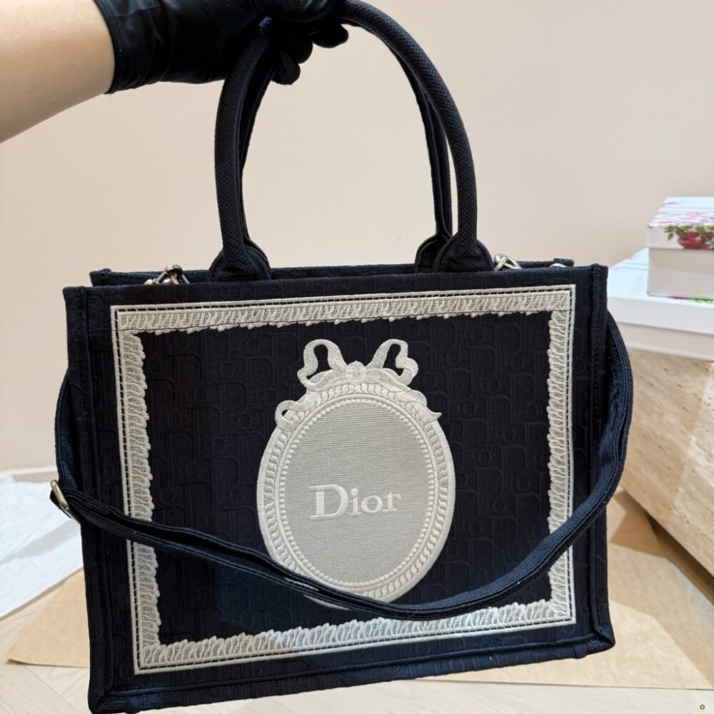 Alternative view of Dior Medium Book Tote With Strap Oblique Embroidery Blue White 36Cm M1354PEHS M928