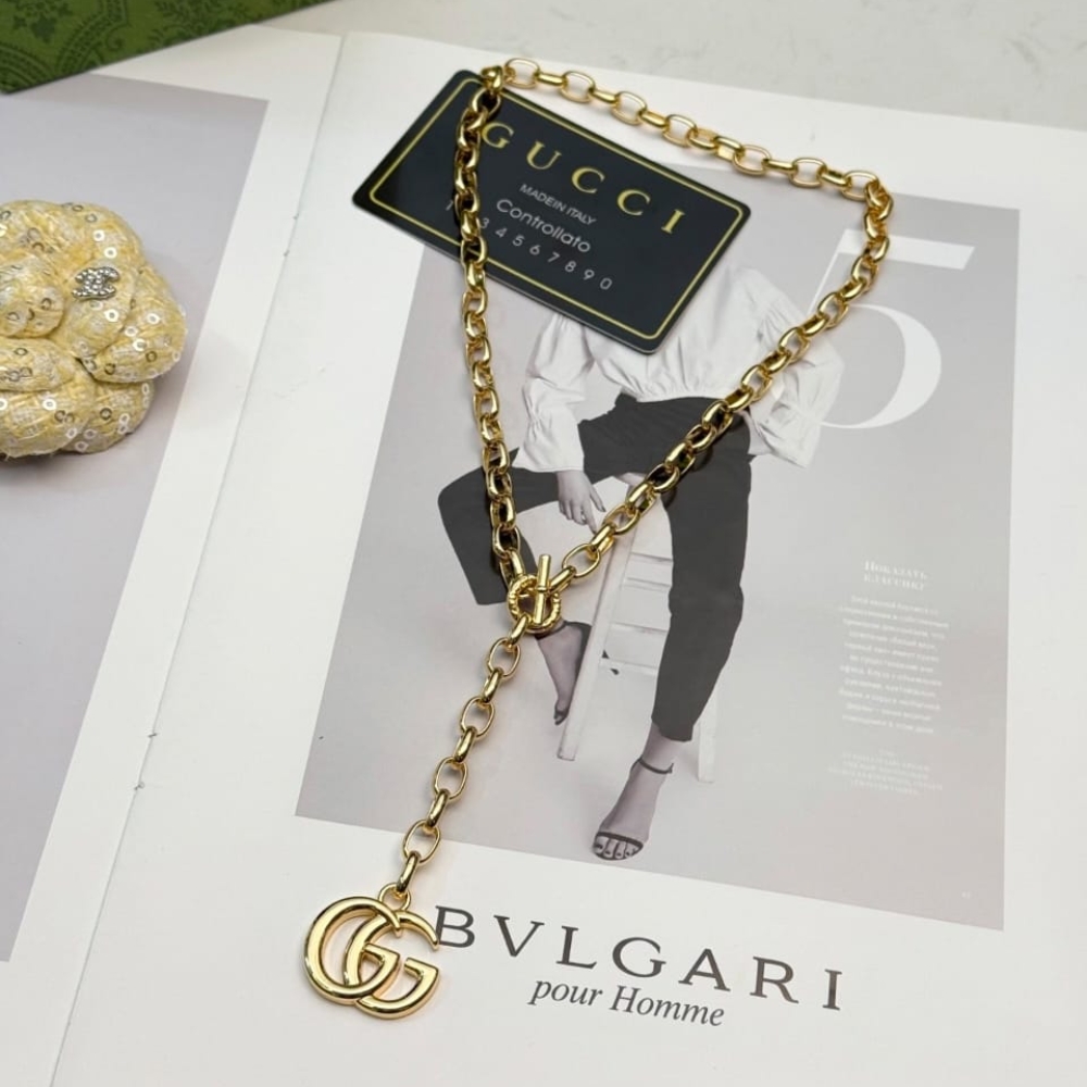 Gucci GG Marmont Pendant Chain Necklace Gold 63865 I8157 8027 - Image 4