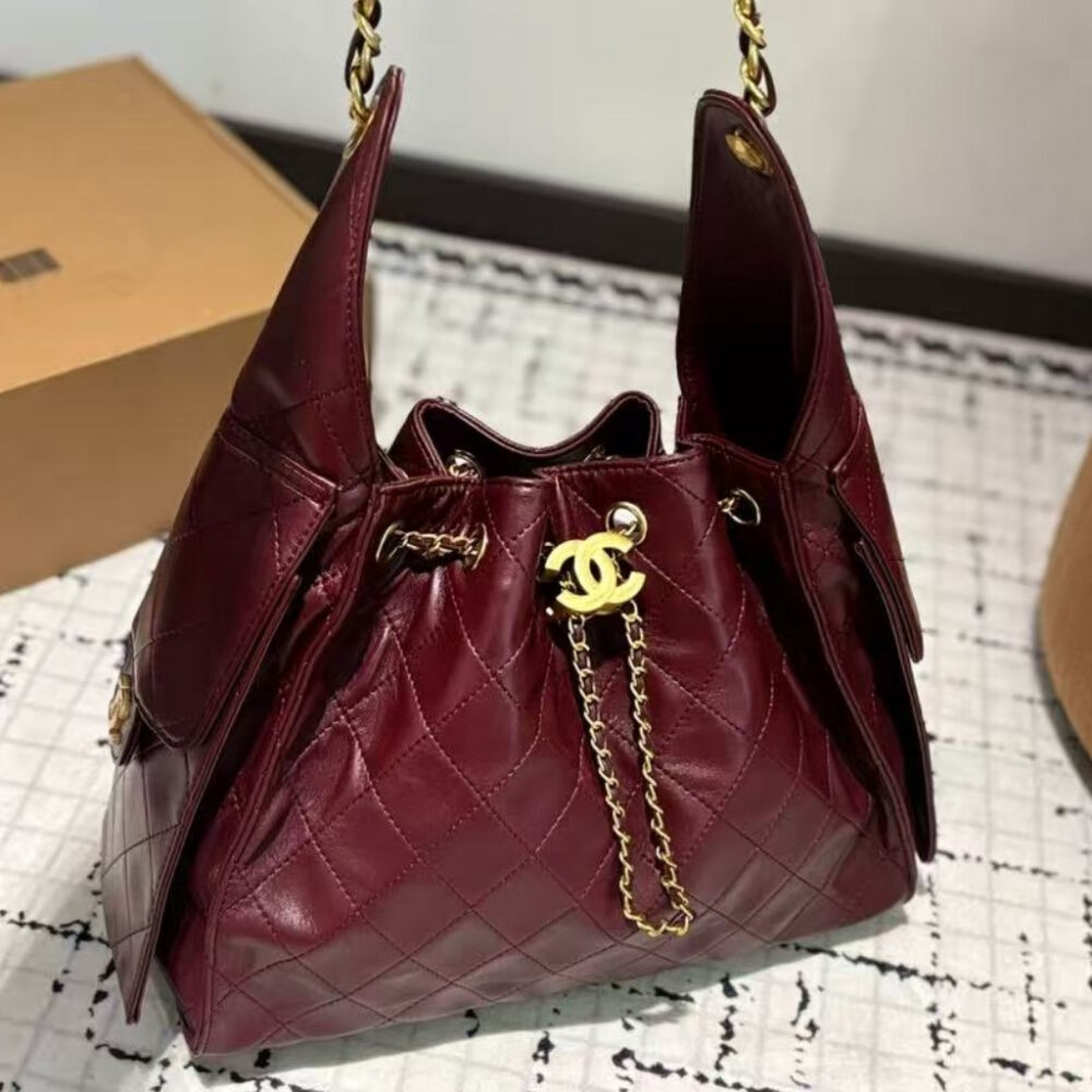 Alternative view of Chanel 25 Small Handbag Shiny Crumpled And Gold Tone Metal Burgundy 26cm AS5293 B23553 U8095