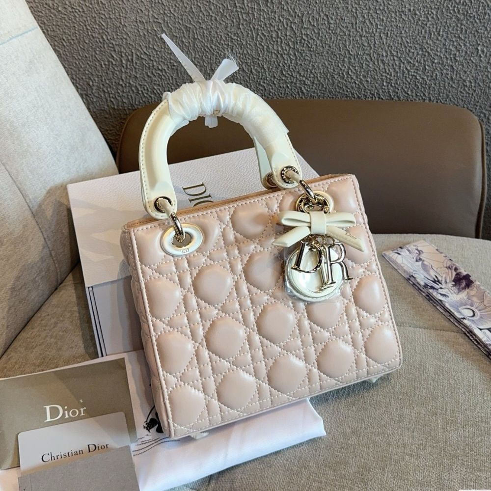 Alternative view of Dior Medium Lady Dior Bag With Chain Pink and Latte 20Cm