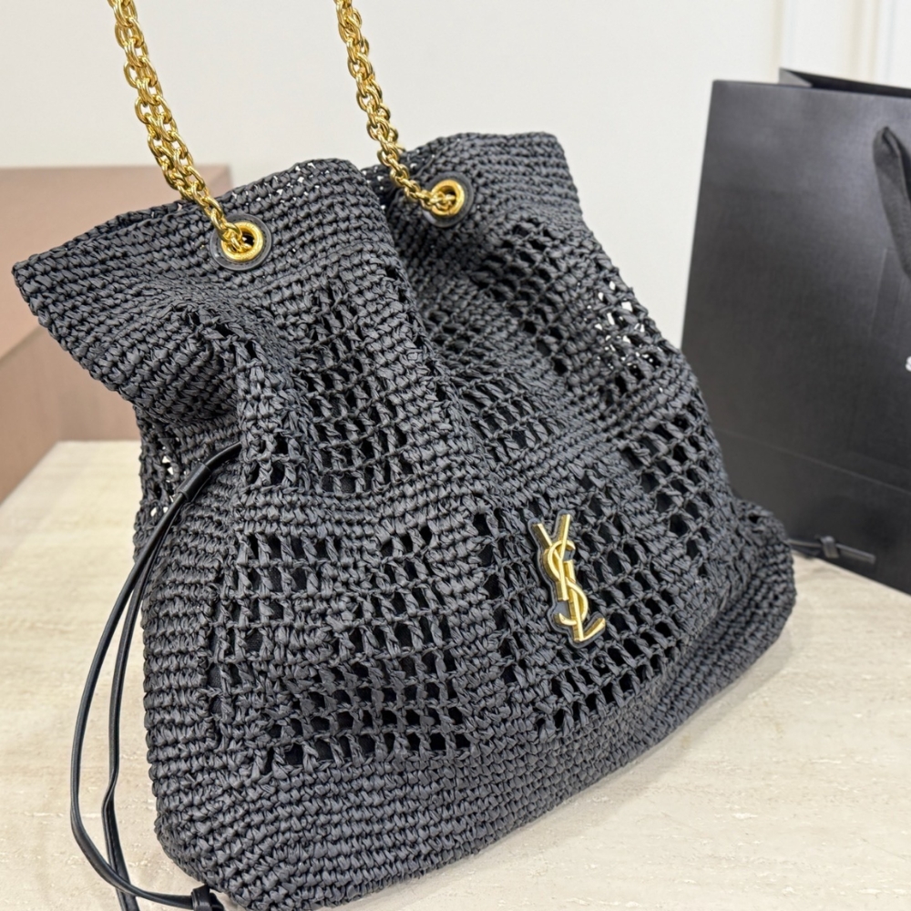 Saint Laurent Jamie Shopping In Raffia Black 36Cm - Image 4