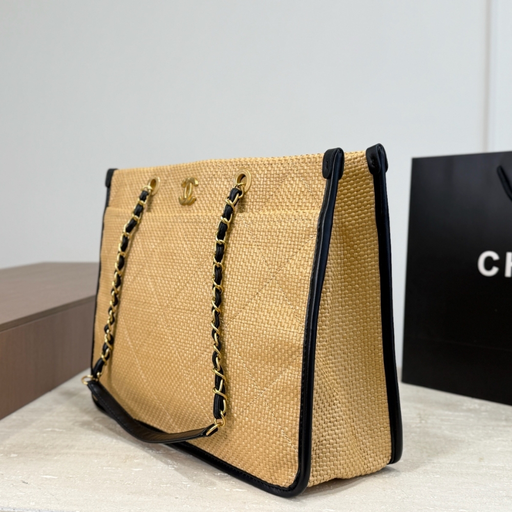 Chanel Shopping Bag Natural Straw Beige 39Cm - Image 4
