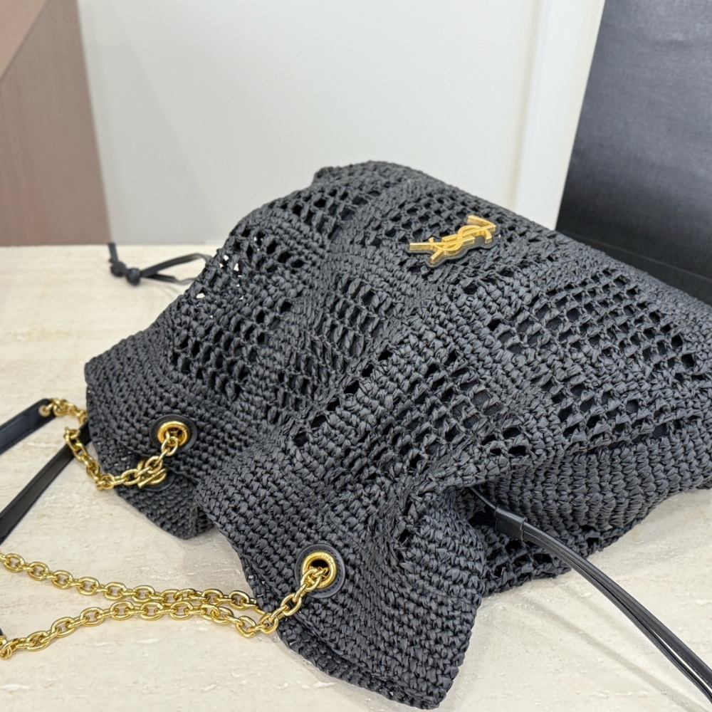 Saint Laurent Jamie Shopping In Raffia Black 36Cm - Image 5