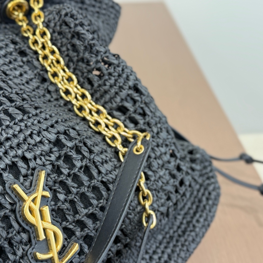 Saint Laurent Jamie Shopping In Raffia Black 36Cm - Image 6