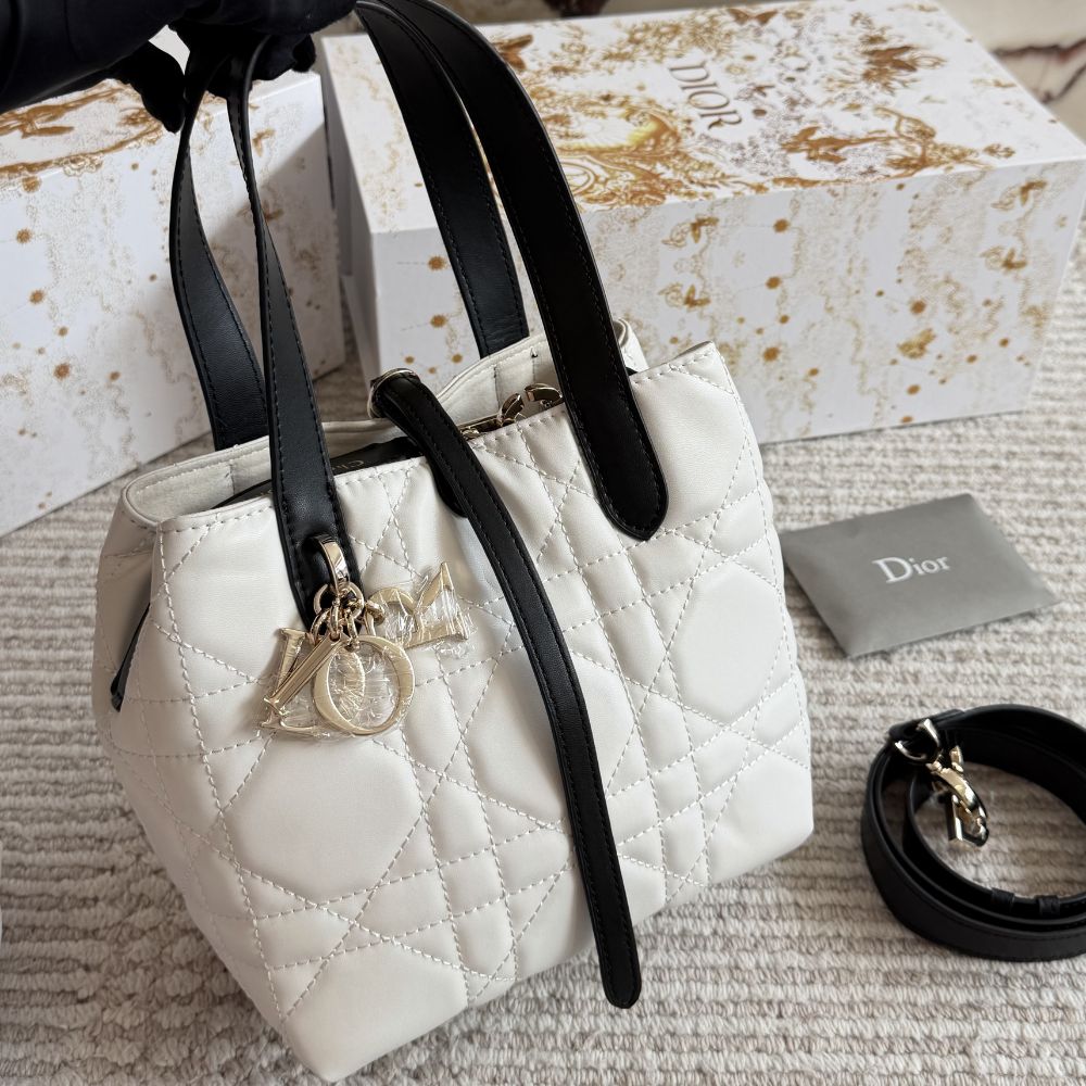 Alternative view of Dior Small Dior Toujours Vertical Tote Bag White 18Cm M2835PSOB M06E